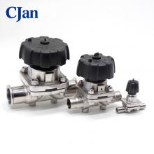 Valvula de Diafragma Manual de Acero Inoxidable con Tri-clamp y Manivela de plástico